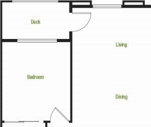 B4-A – 2 Bedroom 2 Bath Floor Plan Layout – 1151 Square Feet